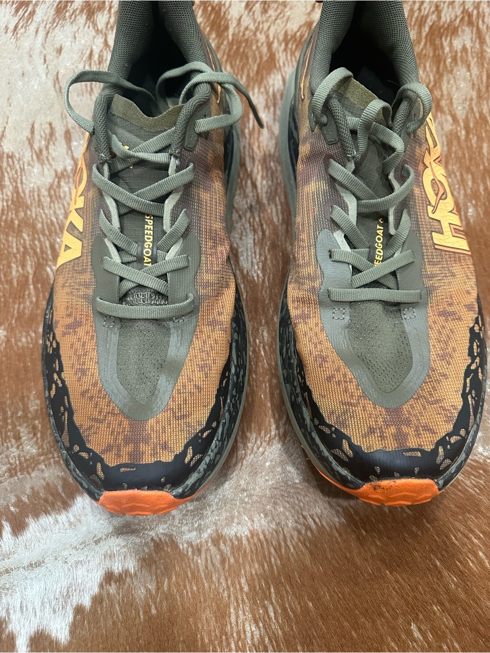 Hoka Men's Speedgoat Trail Shoes - Olive Green & Orange